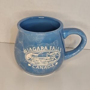 Niagara Falls Coffee Mug Blue and White Swirl Marbled Etched Design 8 oz New